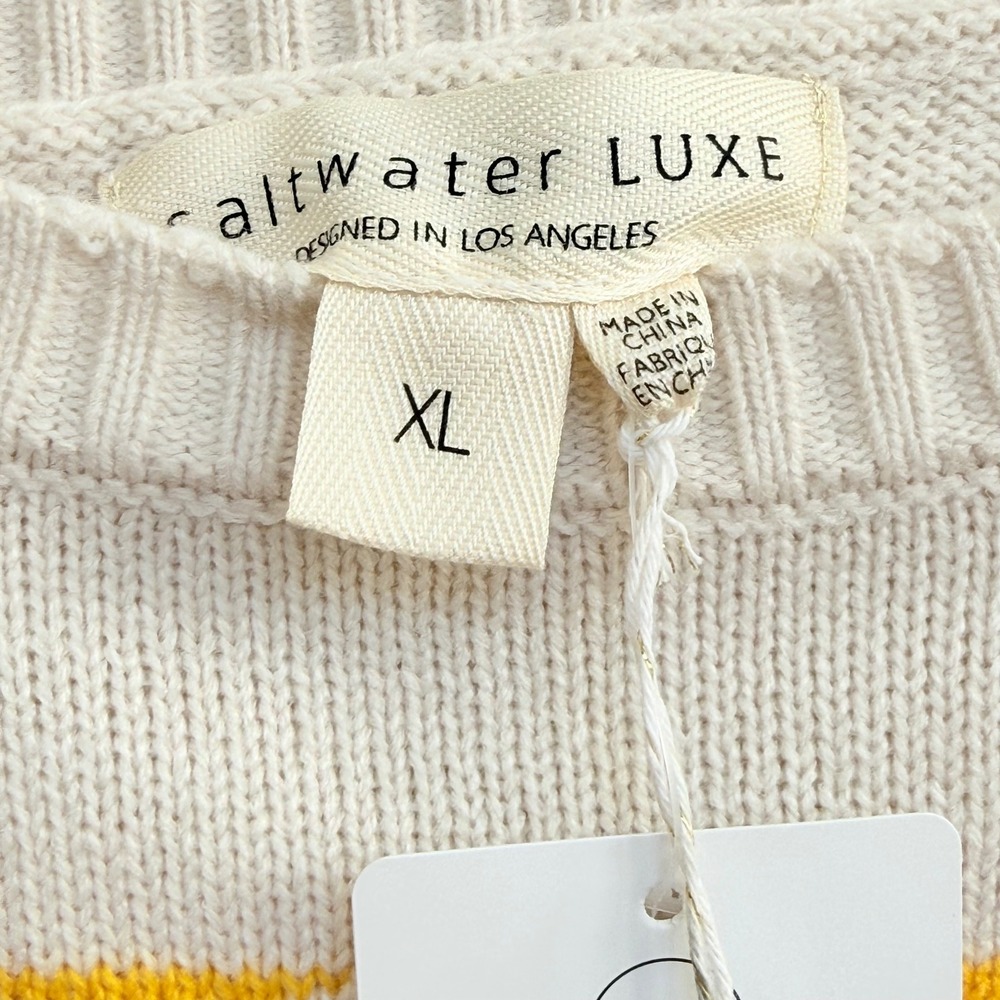 Saltwater Luxe SUN SAND SURF Sweater Cream Graphic Knit XL NWT - Picture 6 of 9